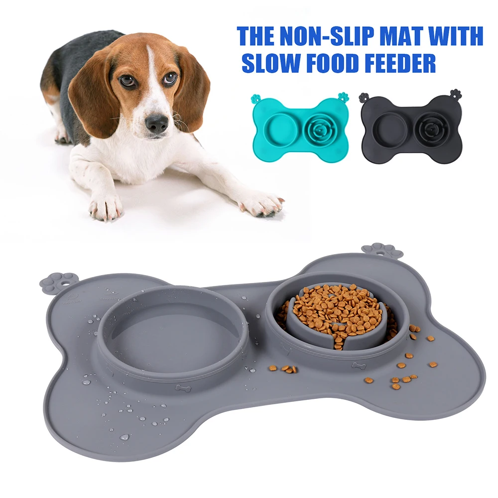 

2020 new puppy anti-choking Bowl, silicone slow-feeding puzzle feeder, anti-tipping Cup Dog Basin pet supplies