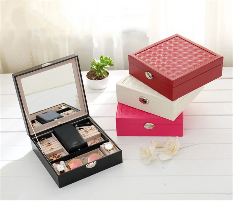 New Jewelry Packaging Box Casket Box For Jewelry Exquisite Makeup Case Jewelry Organizer Container Box Graduation Birthday Gift