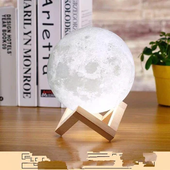 

Rechargeable moonlight lamp warm color 3D lamp touch switch 3D printing lamp moon bedroom bookcase night light creative gift