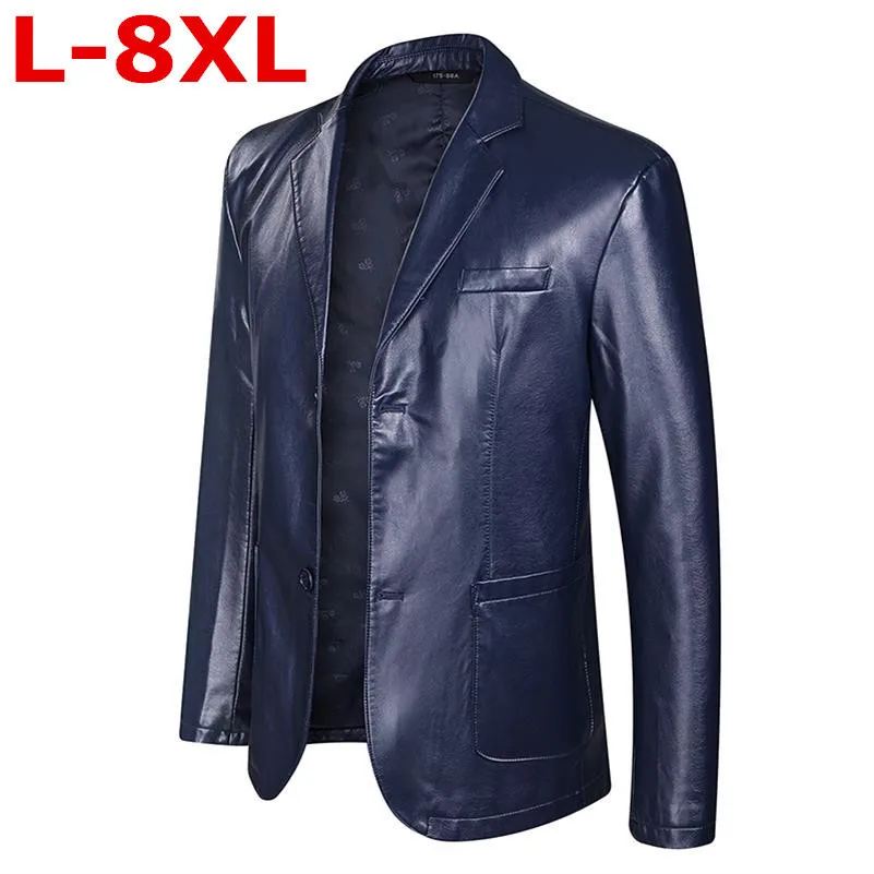8XL 7XL большой размер брендовая куртка из искусственной кожи для мужчин Осень Зима