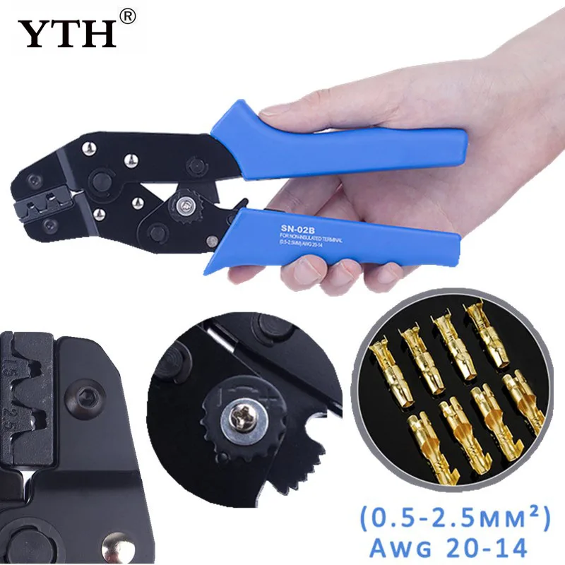 

YTH Crimping Pliers Tube Terminals Clamp SN02B 0.5-2.5MM2 AWG 20-14 Tubular Terminal Crimper Clamps Electrical Crimping Nipper