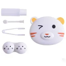 Портативный в форме животного бутылка контактный объектив чехол тюбик держатель зеркало косметическое коробка для хранения для путешествий и запасных чехлов