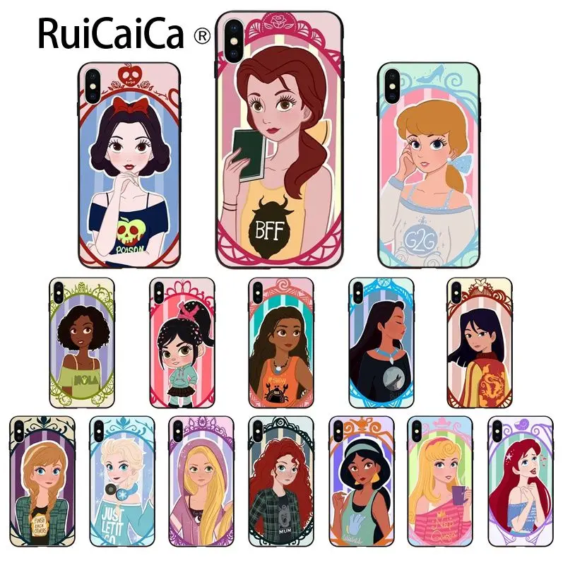 Чехол для телефона Ruicaica Princess Snow White Ариэль Жасмин Belle Mulan Moana iPhone 5 5Sx 6 7 7plus 8 8Plus X XS MAX