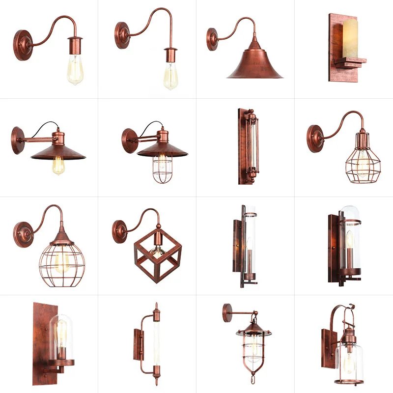 

Flute personality retro bedroom bedside American Rural corridor coffee shop iron decorative wall lamp