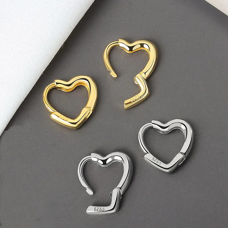 Silver Simple Heart Shape-Shape Small Stud Earrings Glamorous Women Fashion Jewelry Party Accessories - Image 4