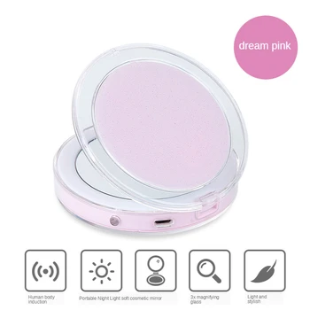 

LED makeup mirror USB charging touch sensor switch portable makeup folding portable smart lighting mirror with light