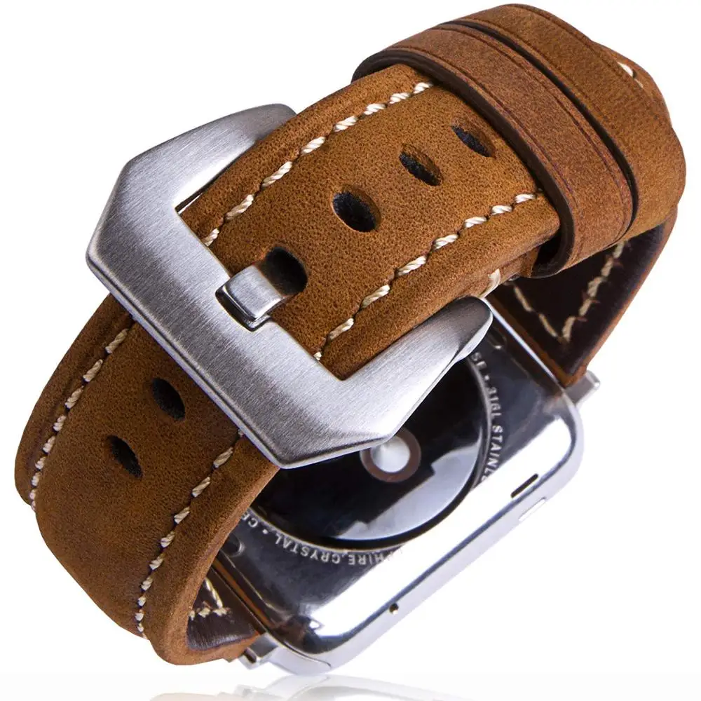 Ремешок из натуральной кожи для apple watch band 44 мм 40 42 38 браслет iwatch 6/5/4/3/2/1 аксессуары
