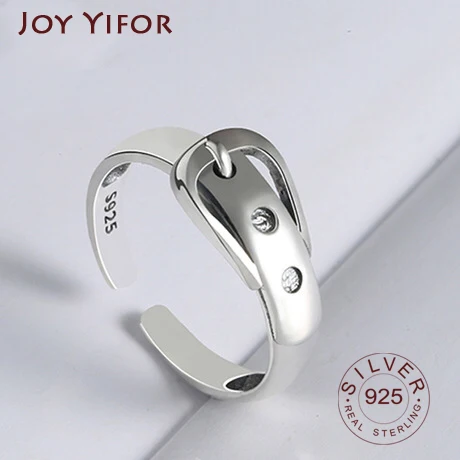 Anillo ondulado con cinturón de Plata de Ley 925 auténtica para mujer, joyería fina para Charm, accesorios de fiesta de cumpleaños, regalo