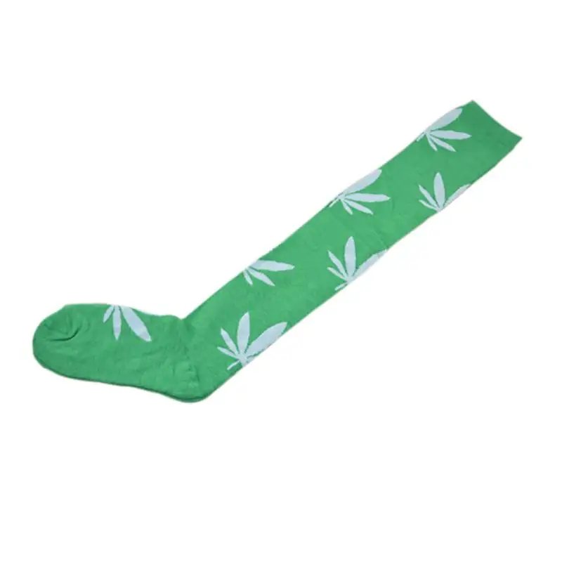 Green with white Kuulee Пикантные ботфорты; высокие сапоги-гетры с Кленовым листом с цветочным принтом прямые чулки для детей - Цвет: Green with white