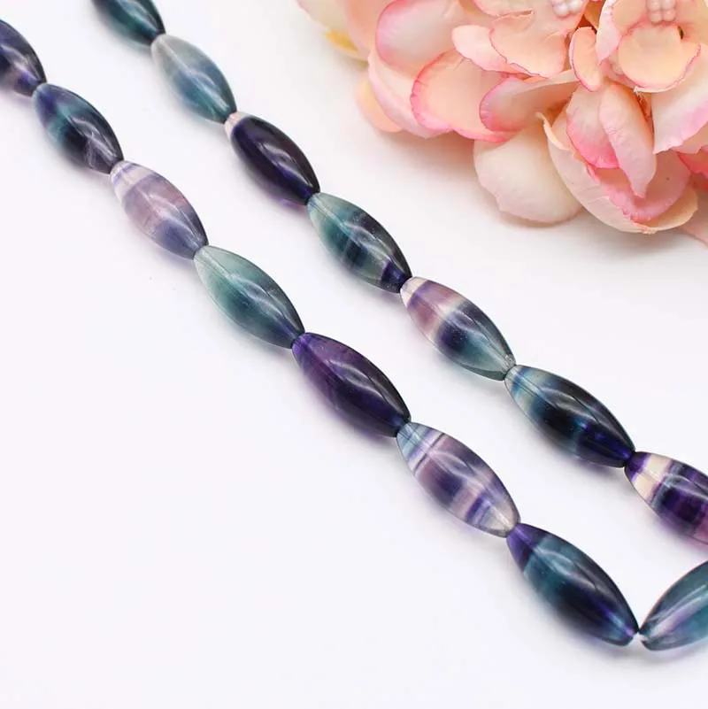 10x25mm Natural smooth Multicolor Fluorite oval stone beads For DIY necklace bracelet jewelry making 15 