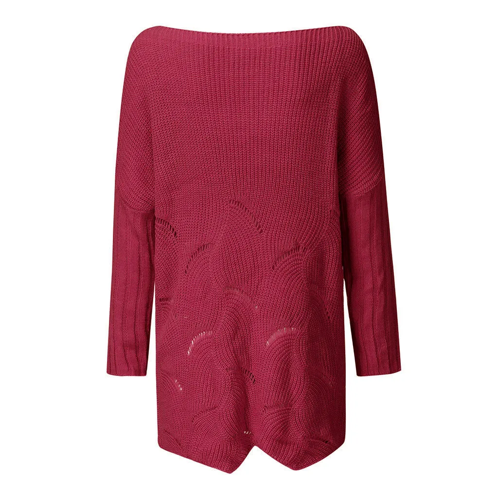 Womail женские зимние свитера плюс размер однотонный пуловер с длинным рукавом свободные полые вязаные свитера джемпер осень roupa feminina