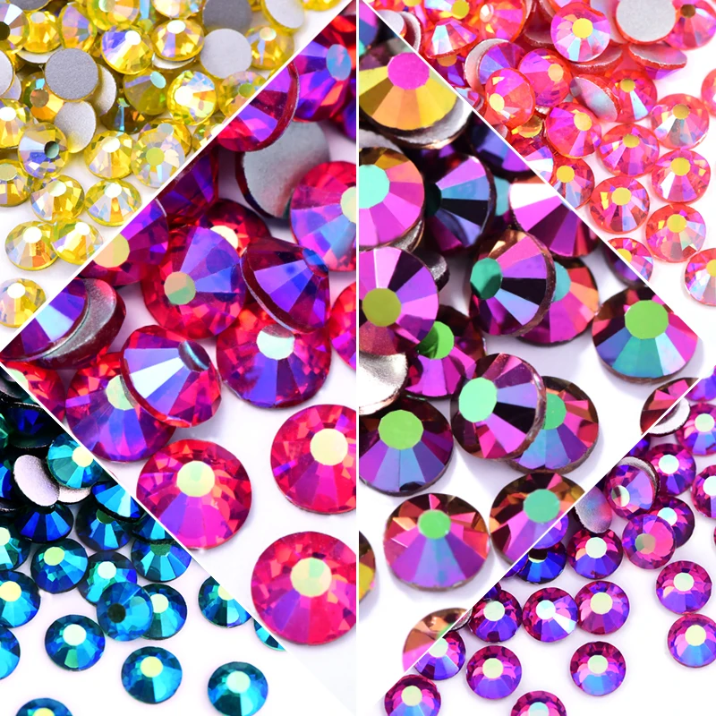 Oleeya factory AB Color Glitter Non Hot Fix Rhinestones Crystal Nail Art Rhinestones