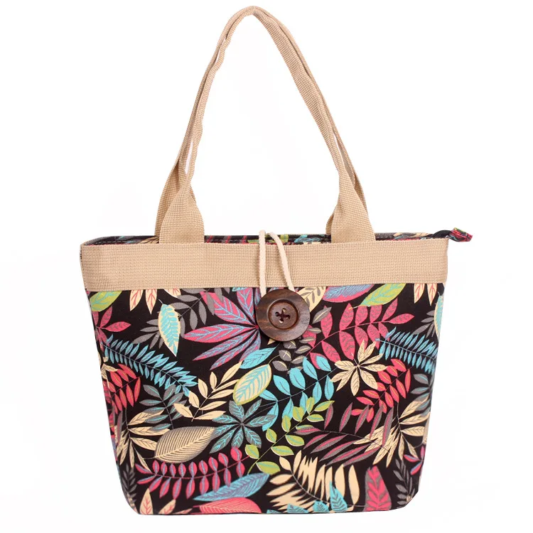 Импортные товары, женская сумка, цветные холщовые сумки с принтом,, обработка, сумка на плечо, деревянная Пряжка, повседневная Великолепная большая сумка Mo