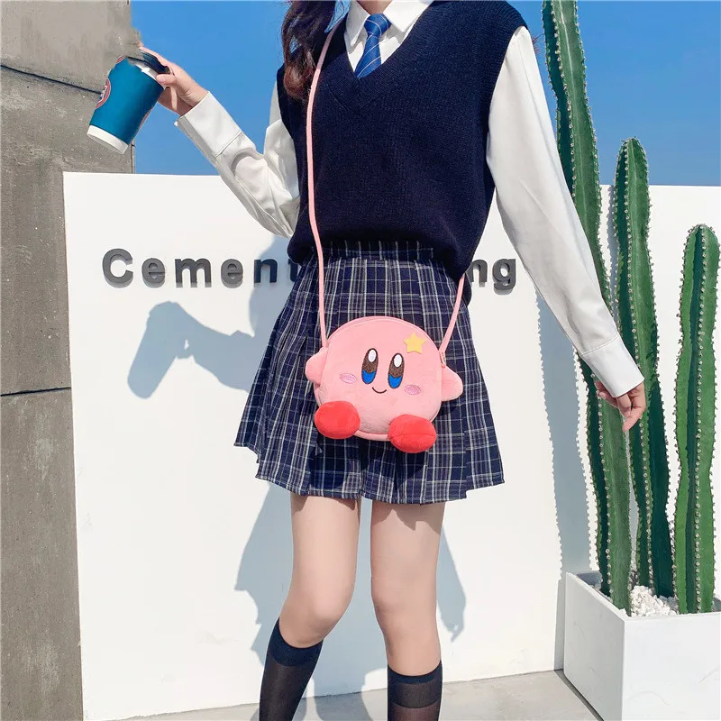 Kirby Kawaii Japanese Cartoon Stereo Plush Handbag Lunch Bag Cute Pink  Shopping Bag Messenger Bag Large Capacity Storage Bag