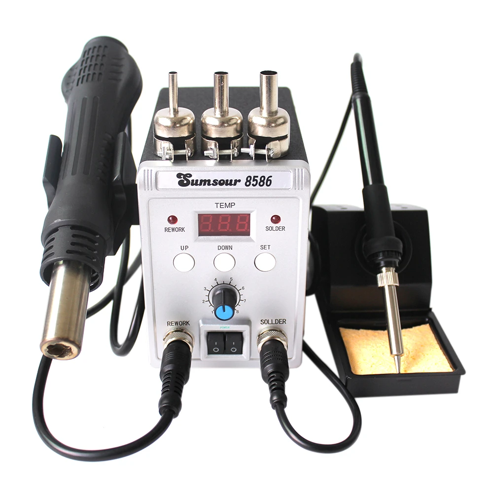 ESD 2in1 Soldering Iron Rework Station Hot Air Gun Desoldering Welder 5