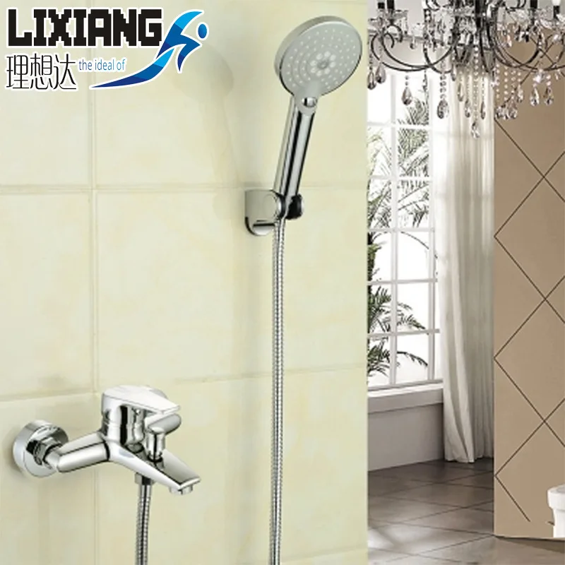 

Contemporary Polished Chrome Wall Mounted Thermostatic Faucets Hot&Cold Water Mixer Tap Shower Set Bathtub Faucets Set