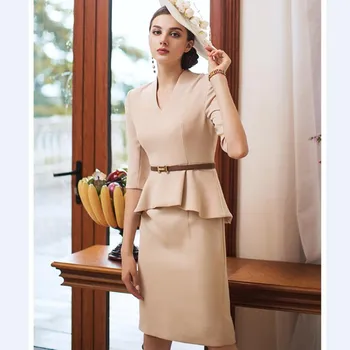 

2020 New Fashion Spring Autumn Dress Office Lady Formal Work Wear Pencil Dresses Women Slim Bodycon Elegant Ruffle Dress Female