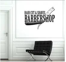 Sinal da barbearia decalque da parede do vinil ferramentas do barbeiro cabeleireiro cabeleireiro janela adesivos de parede removível arte mural decoração h955(China)