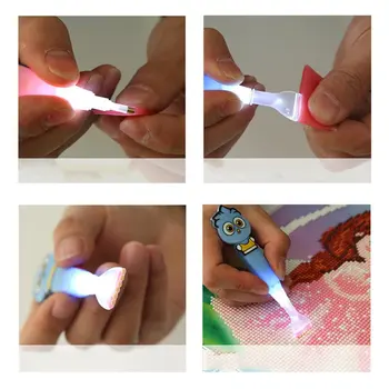 

New Portable Size 5D Diamond Painting Point Pen Super Bright LED Light Rhinestone Embroidery Tools Drill Pen With Light Home Dec