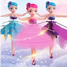 Подвеска Индукционная маленькая фея принцесса куклы зарядка светящаяся Летающая кукла игрушки Мини Радиоуправляемый Дрон дети для подарка Вечерние