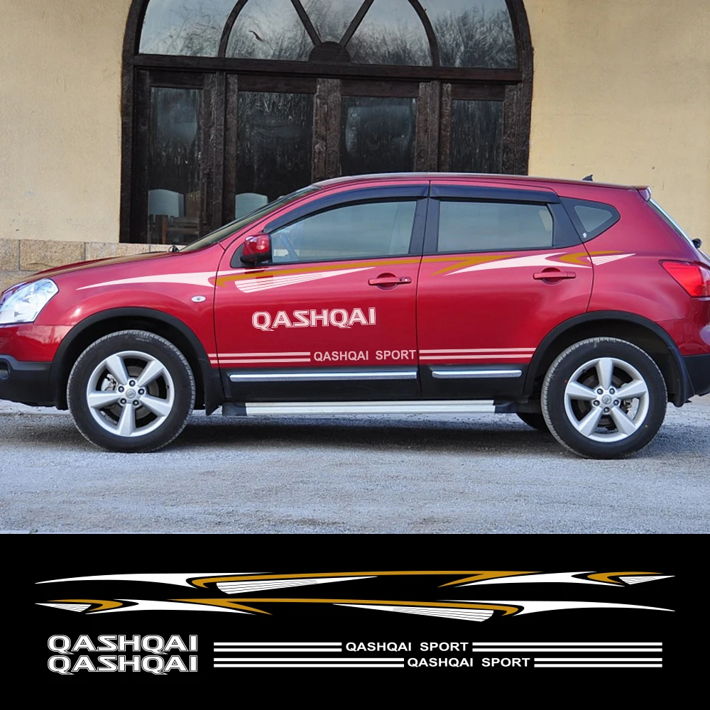 1 набор спортивных автомобильных наклеек и отличительных знаков для Nissan Qashqai J11 J10 Автомобильная дверная боковая юбка светоотражающие наклейки для украшения кузова автомобиля аксессуары