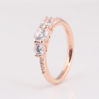 

Authentic S925 Rose Sparkling Elegance With Crystal Ring For Women Wedding Party Gift fit Lady Fine Jewelry