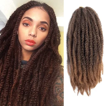 

Natifah Jumbo Crochet Braids Ombre Marley Braids Afro Kinky Curly Marley Bob 18inch Synthetic Hair Extensions for Woman