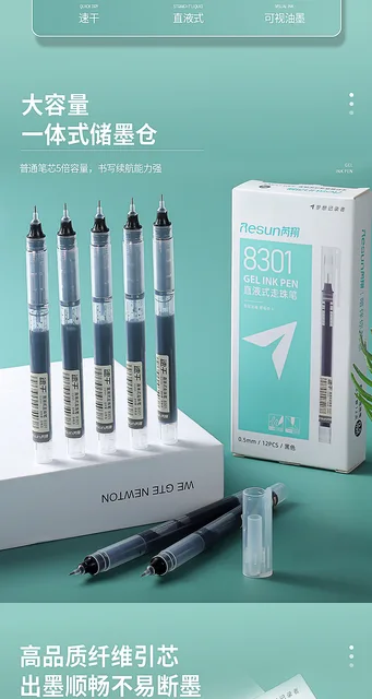 Penne A Sfera 0.5mm - 12 Pezzi Nero Intenso - Asciugatura Rapida Per Scuola E Ufficio - Foto 6