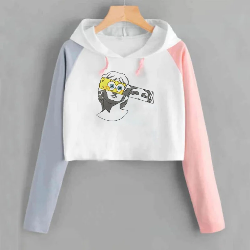 Модные укороченные женские толстовки с принтом Давида микеланжело Kawaii толстовка