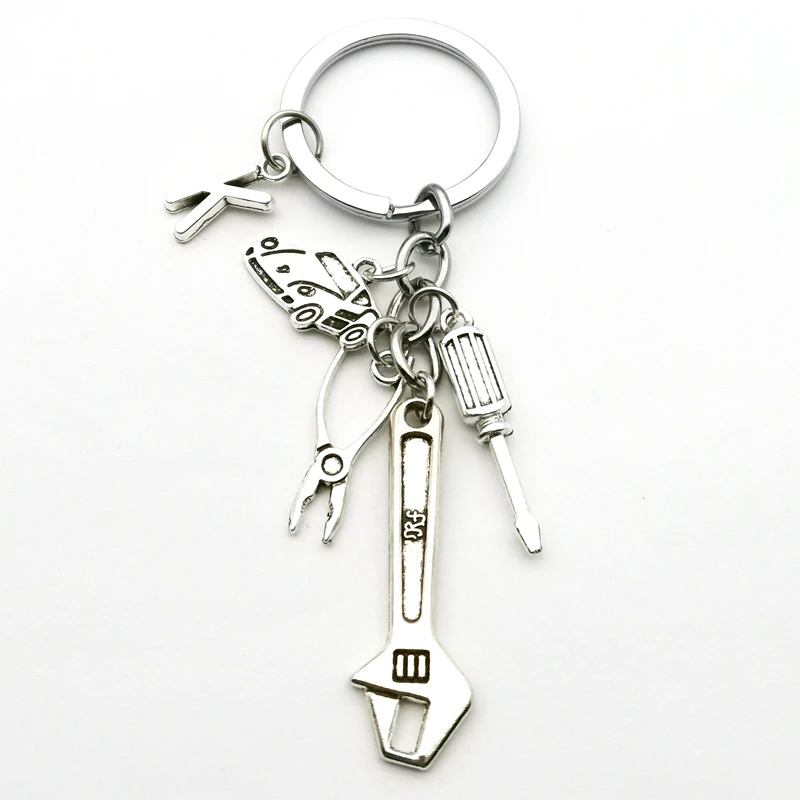 

2020 A-Z Letter Keychain Mini Wrench Pliers Screwdriver Car Key Ring Dad Jewelry Gift Repairman Gift DIY Handmade