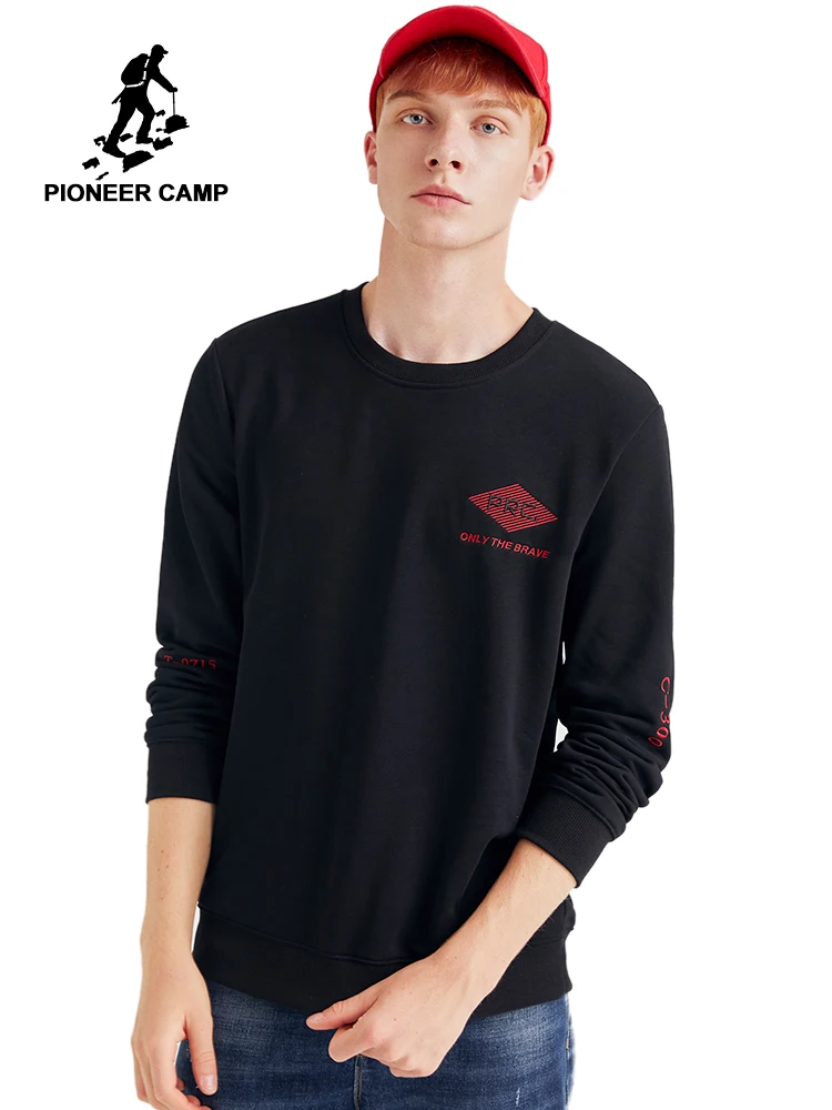 

Pioneer Camp 2019 New Hoodies Sweatshirts Men Crew Neck Black Grey Streetwear Casual Sweatshirt Male AWY901300