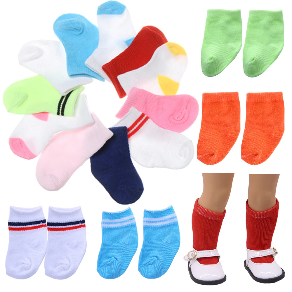 Solid Color Knitted Socks For 18-inch American Doll 43cm Doll Doll Accessories
