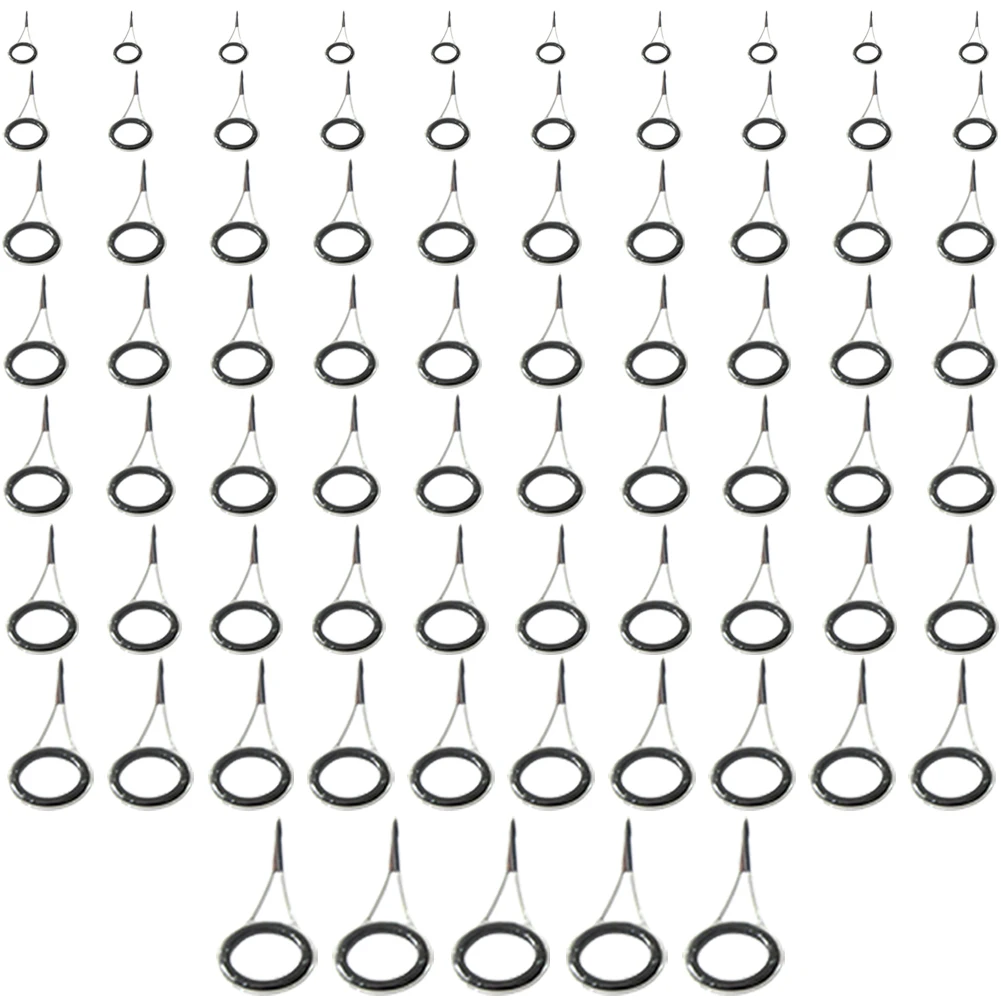

75pcs Repair Parts Multiple Sizes Saltwater Bait Casting Ceramic Ring Wear Resistant Fishing Rod Guide Portable Replacement Tips
