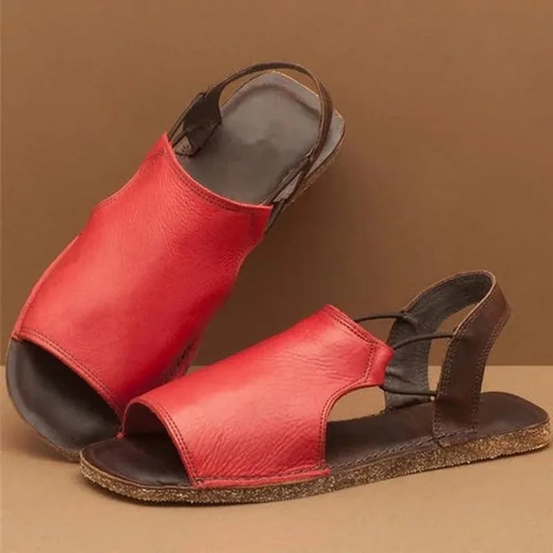 

Litthing Women Summer Sandals Flats Casual Ladies Shoes Vintage PU Leather Non-slip Sandalias Mujer Sapato Feminino Peep Toe