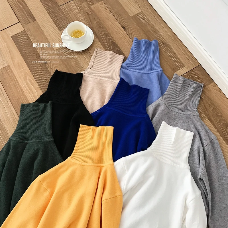 Winter Warm Men Turtleneck Knitwear Sweater Slim Fit Long Sleeve Stretch Basic Pullovers NEW Sweaters Oversized 8 Colors