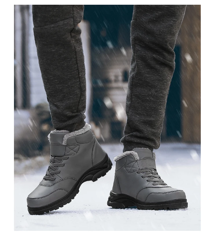 Зимние ботинки; Мужская плюшевая обувь; теплые уличные кроссовки; мужские повседневные ботинки; мягкая обувь для пробуждения; нескользящая Мужская обувь из искусственной кожи; botas Hombre
