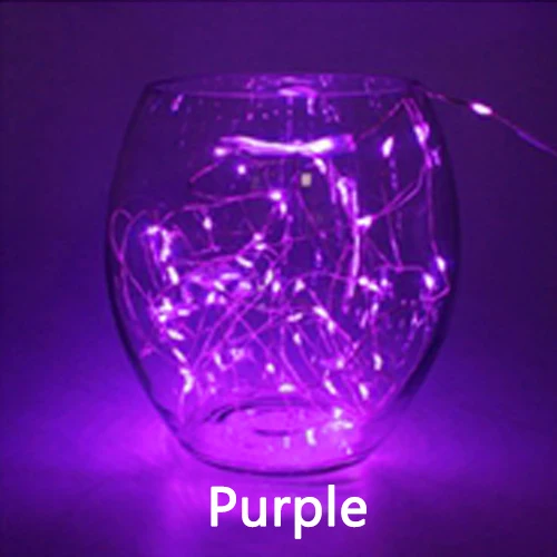 puple Светодиодный светильник-гирлянда из медной и серебряной проволоки, теплая белая Гирлянда для дома, Рождества, свадьбы, вечеринки, украшение, питание от источника питания, 10 м - Испускаемый цвет: puple