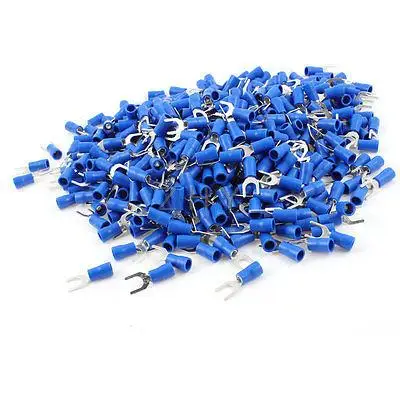 

1000 Pcs SV2-5S Blue Pre Insulated Fork Terminals for AWG 16-14 Wire #10 Stud