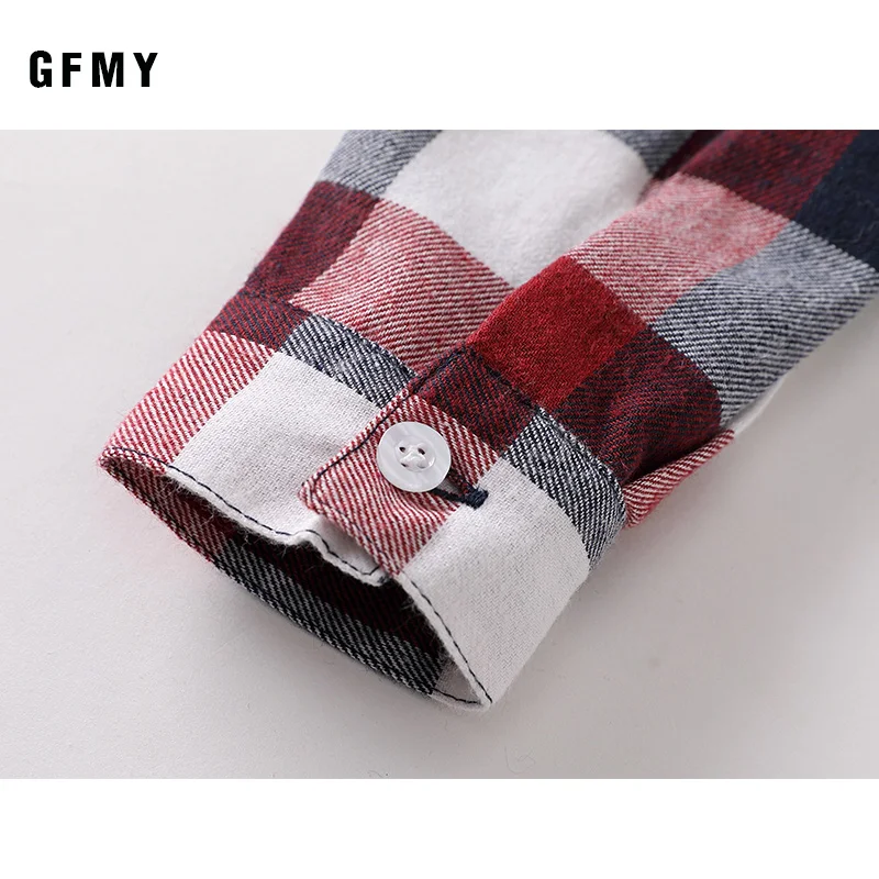 GFMY Autumn 100% Cotton Full Sleeve Fashion kids Plaid Shirt 2T-14T Casual Big Kid Clothes Can Be a Coat