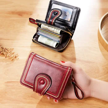 New Women Wallet cartera mujer Oil Wax Leather Hasp Wallet Female Purses portfel damski Lady Purse Clutch Bag Wallet carteira - Image 5