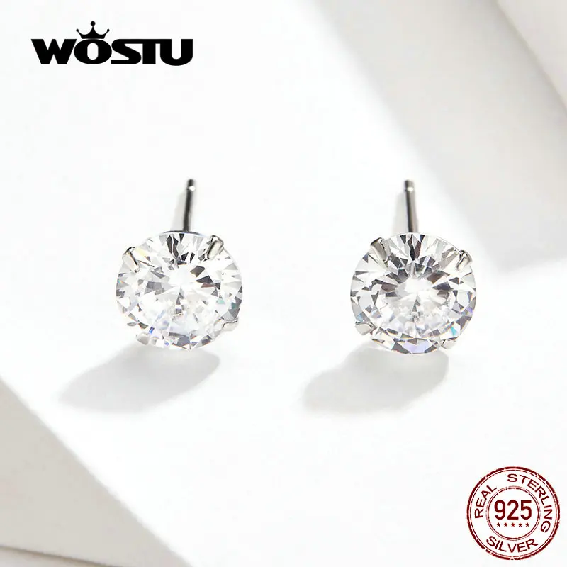 Женские серьги гвоздики WOSTU из 100% настоящего серебра 925 пробы с изысканным