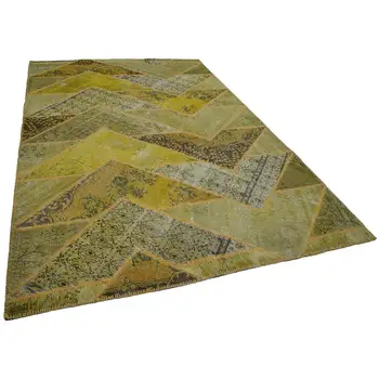 

205x305 Cm Yellow Handmade Modern Patchwork Rug-7x10 Ft