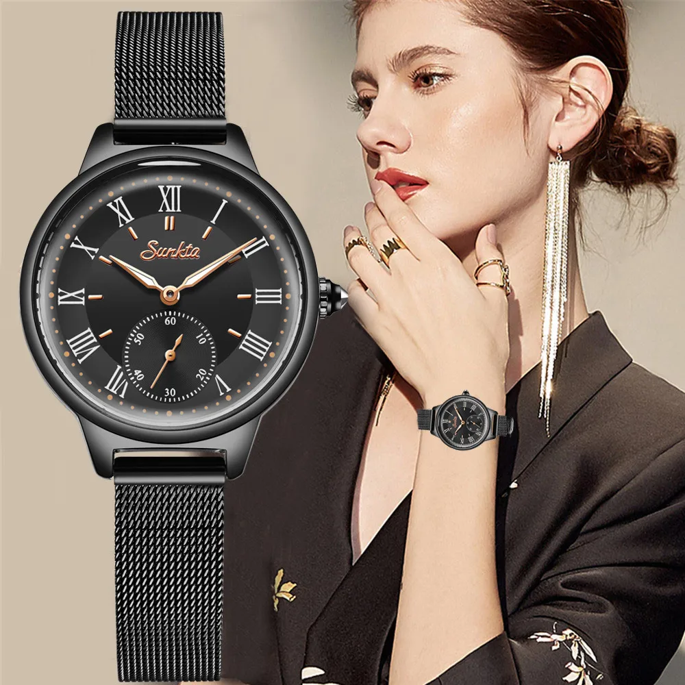 Часы наручные SUNKTA женские кварцевые брендовые роскошные стильные