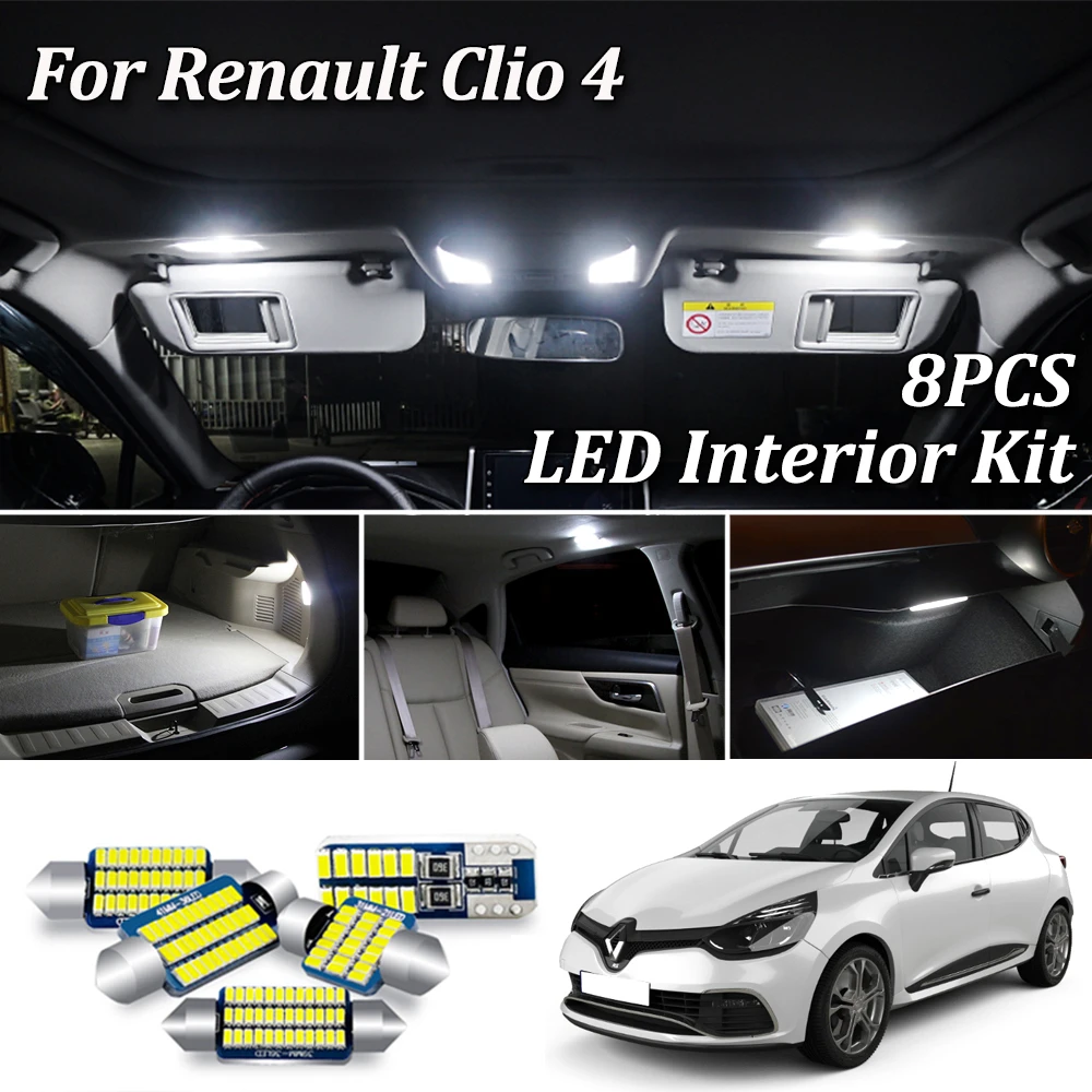 In het dossier gracht 8 Stuks Canbus Foutloos Auto Led Lampen Voor Renault Clio 4 Iv MK4  Interieur Reading Dome Kentekenverlichting lamp Kit (2013 2018)|Signaal  lamp| - AliExpress