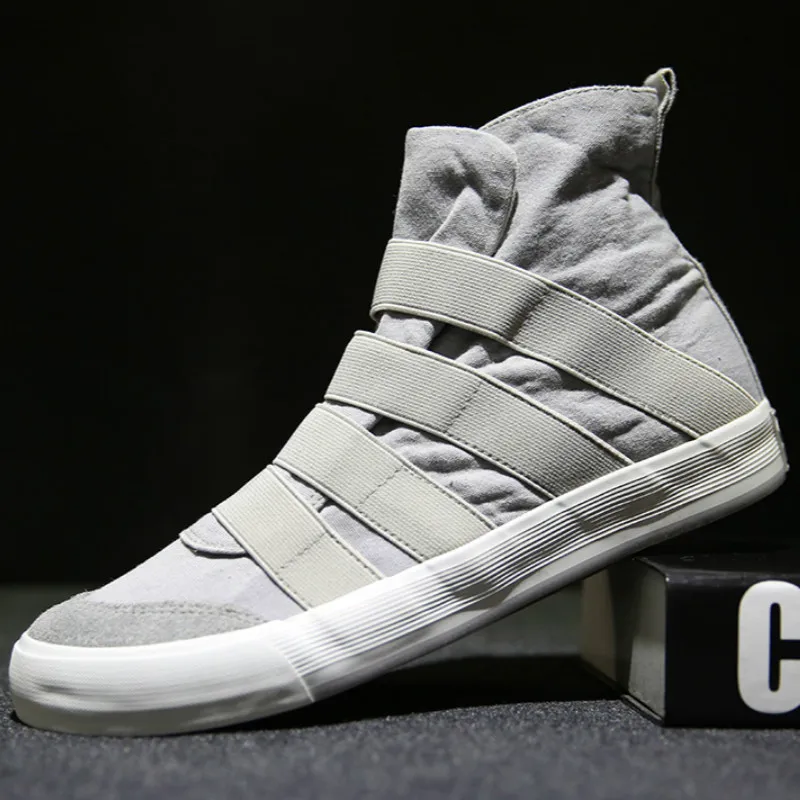Мужские туфли из вулканизованной парусины с высоким берцем модные удобные