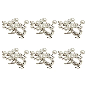 

6 Pcs Deer Napkin Ring Crystal Pearl Christmas Napkin Holder Napkin Holder for Christmas New Year Holidays Dinner Party Celebrat