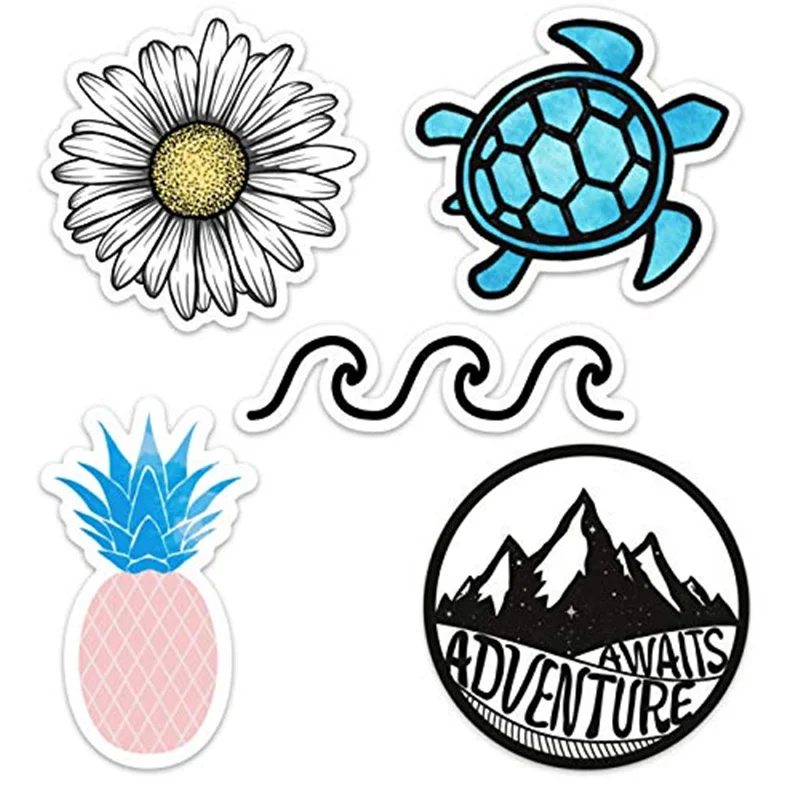 

Cute Ocean Beach Summer Vinyl Laptop and Water Bottle Decal Sticker Pack-5 Pcs