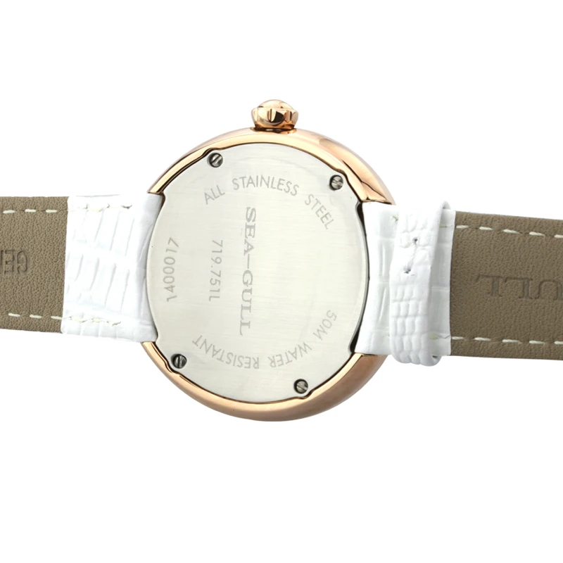 Чайка классический овальный Форма элегантные Стразы Часы с белым циферблатом, Для женщин рука ветер механические часы 719.751L