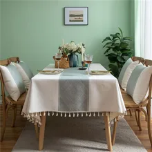 

Rhombus Geometry Jacquard Rectangle Table Cloth Imitation Cotton Linen Tablecloth Home Party Decor Dining Table Cover