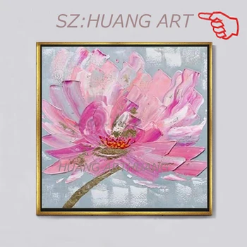 

100% Hand Painted Purple and Red Flower Painting On Canvas Frameless Picture Decoration For Living Room Home Decor Gift